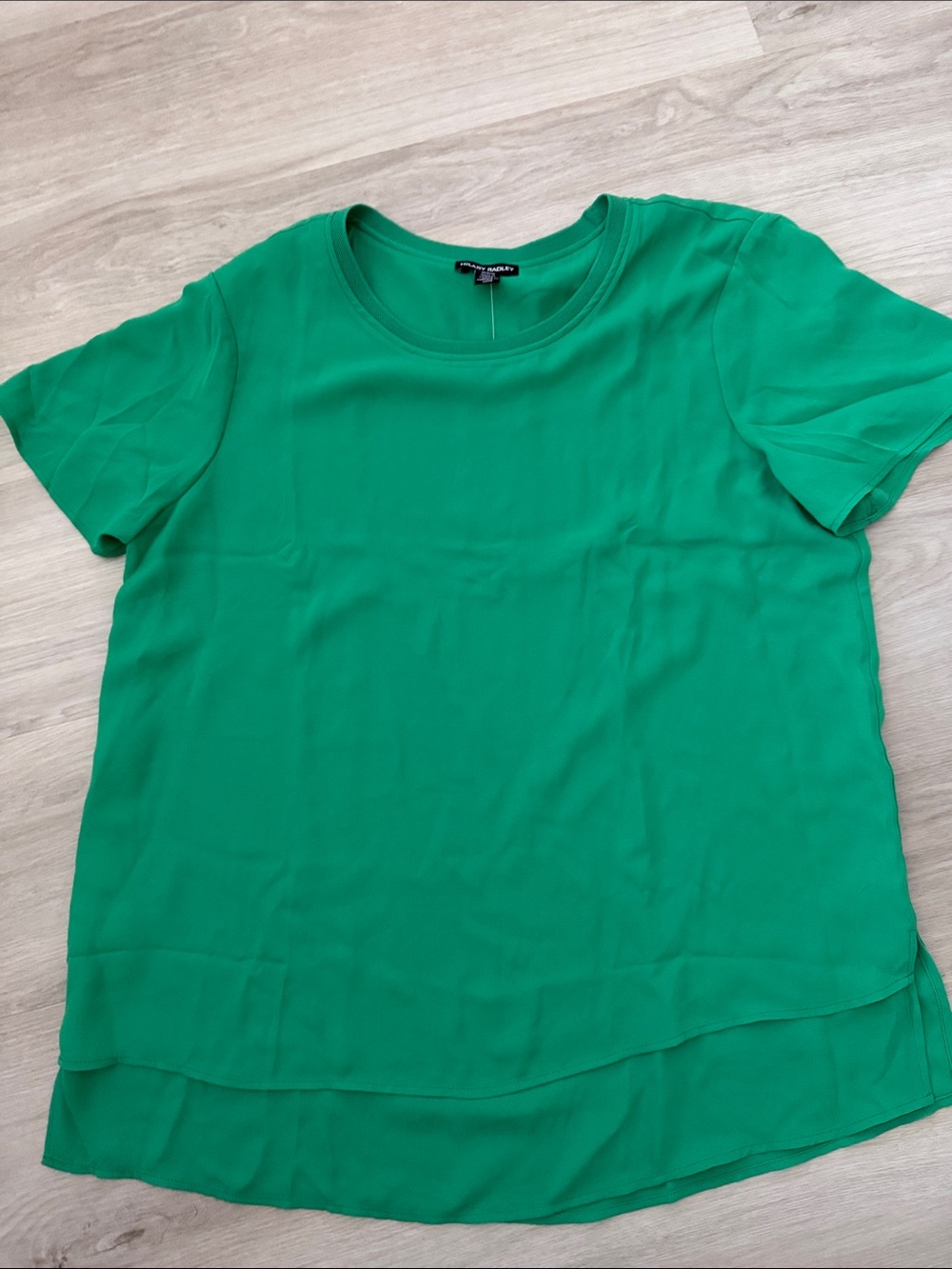 Hilary Radley Emerald Green Short Sleeve Layered Crewneck Top